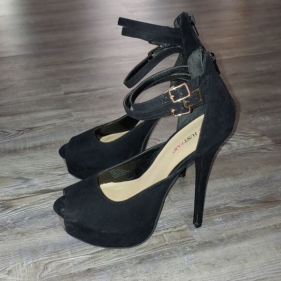 JustFab black stiletto platform Birdie heels Sz 9 - Picture 3 of 7
